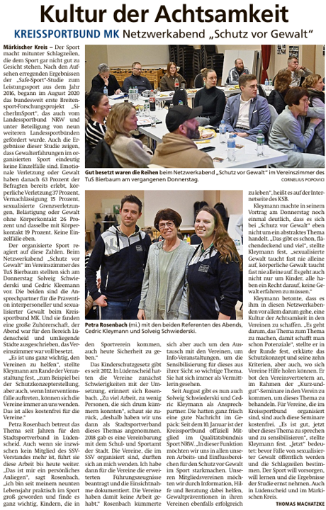 Zeitungsartikel zum Netzwerkabend 2025