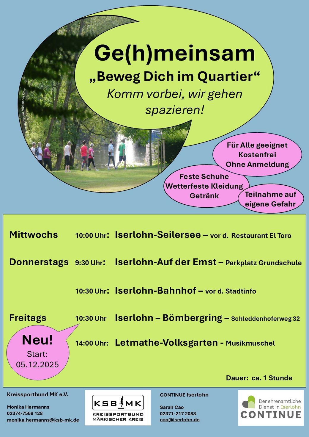 Übersicht aller Gehtreffs